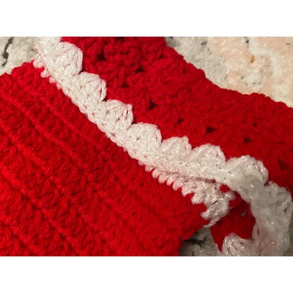 Handmade Crochet Knit Dog Sweater Size S Shirt Puppy Christmas Santa Red - Picture 4 of 9